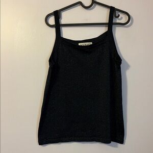 Kevo Vintage Silk Blend Black Blue Glittery Tank Top size L